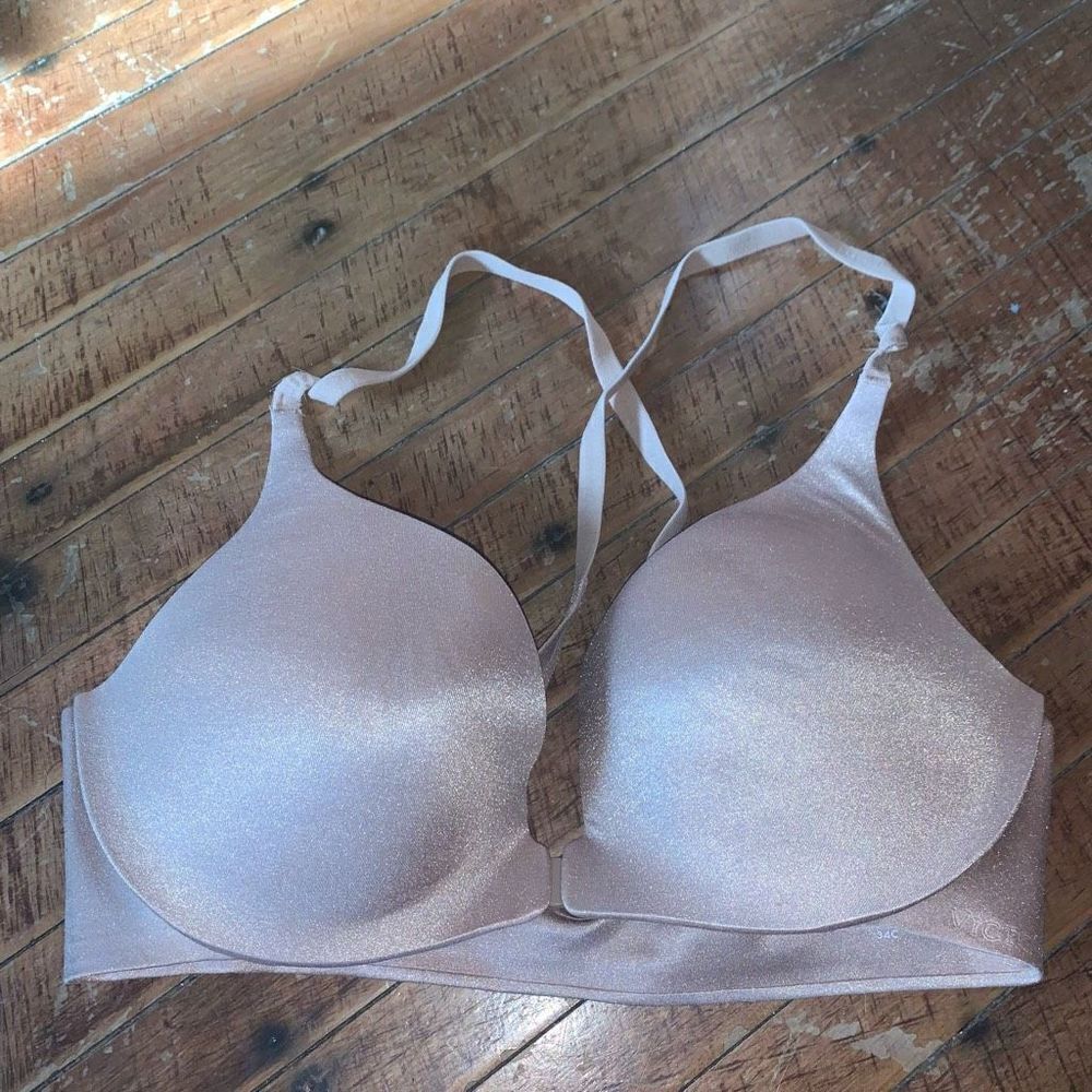 Victoria’s Secret nude strappy front clasp 34C push-up bra